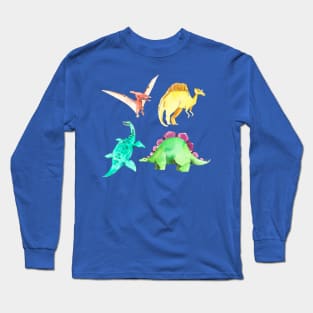 Dinosaur Watercolor Hand Drawn Long Sleeve T-Shirt